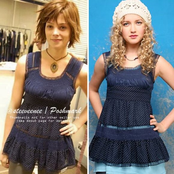 Free People Polka Dot Mixed Belted Top ASO Alice Cullen - Picture 2 of 12